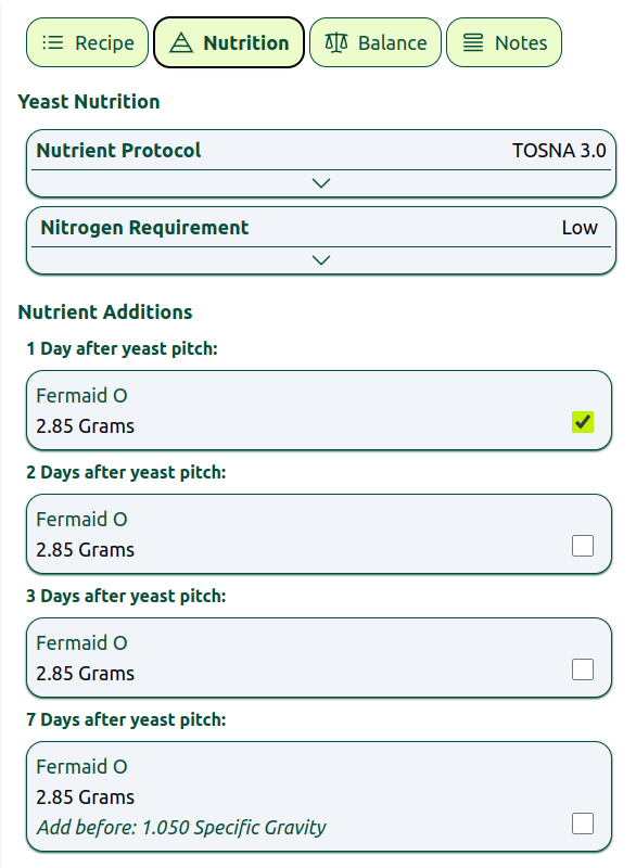 Nutrition management preview